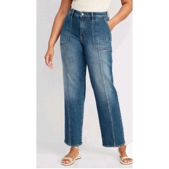 New Old Navy Size 14 Petite High-Rise O.G. Loose Secret Smooth Pockets Jeans - Picture 1 of 10
